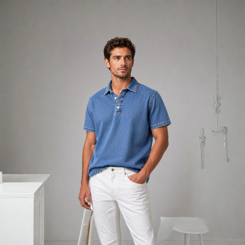 Diego Washed Denim Popover Shirt