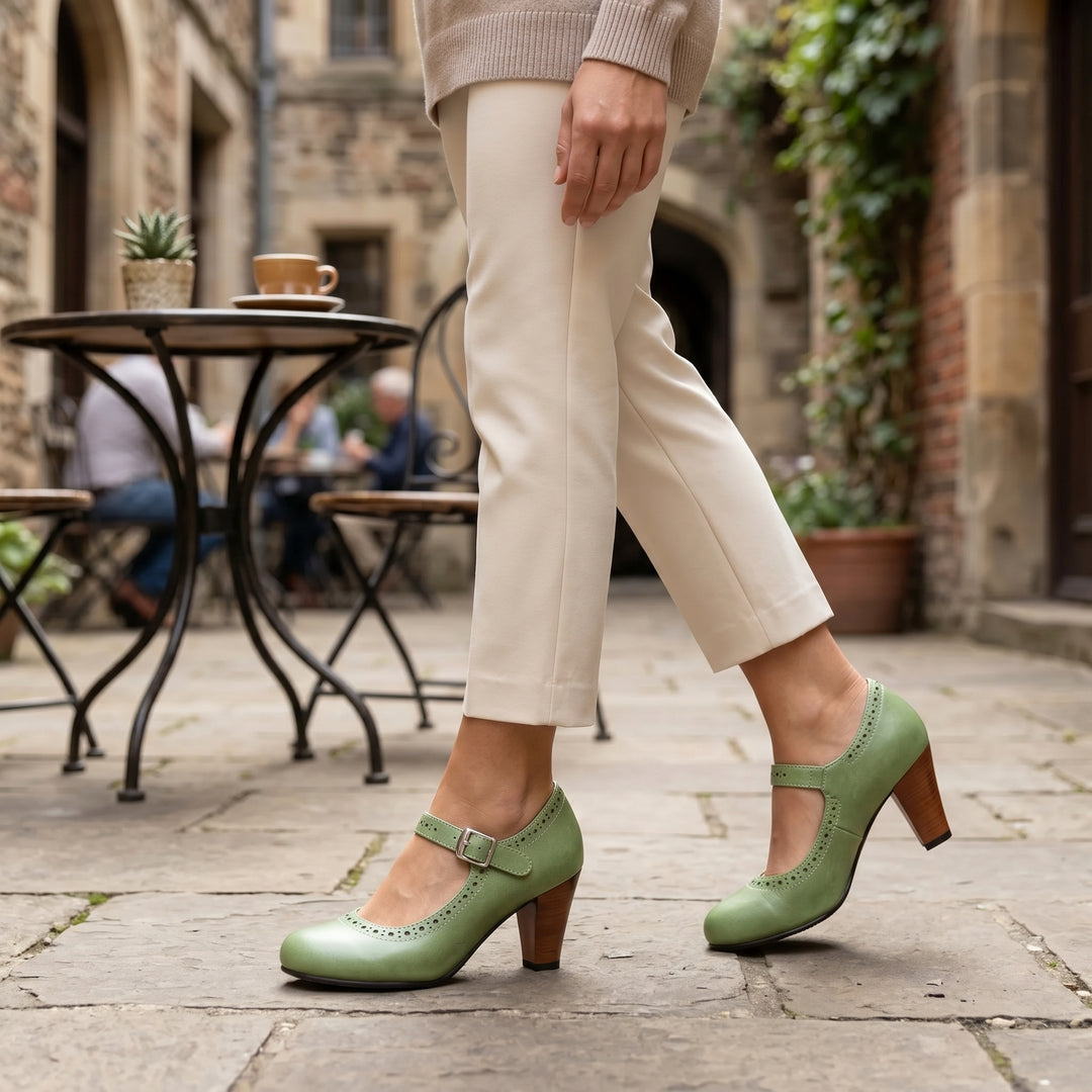 Briar Elwood Brogue Mary Jane Block Heel Shoes