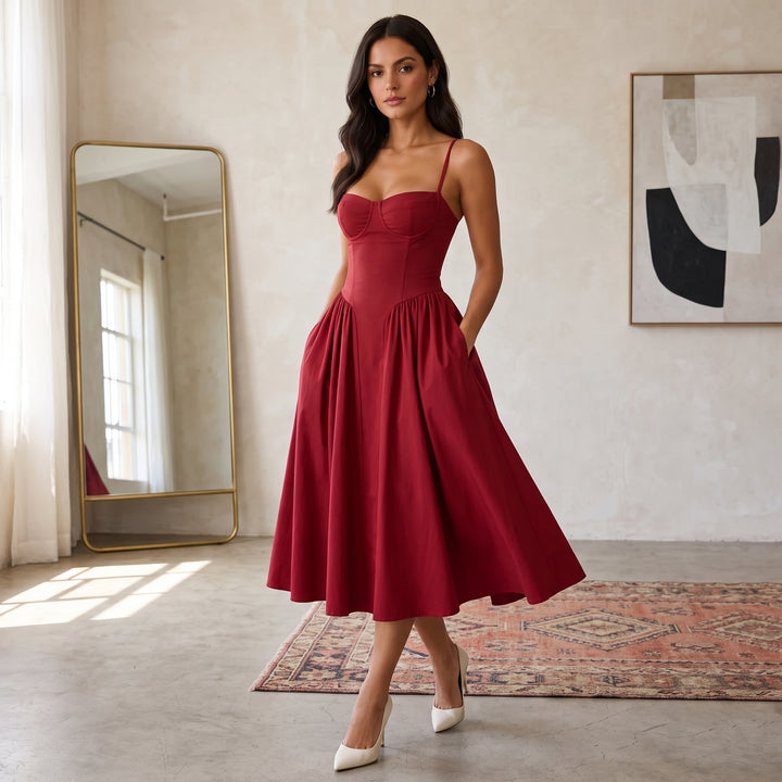Rosalie Floral Corset Midi Dress