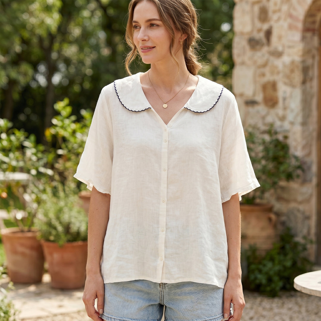 Rosalie Linen Collar Blouse