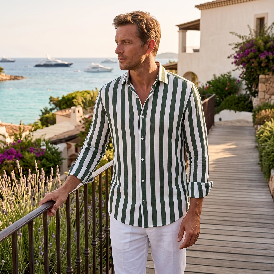 Caleb Monroe Striped Linen Shirt