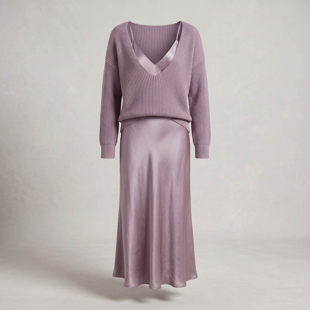 Evelyn Luxe Satin Dress Set