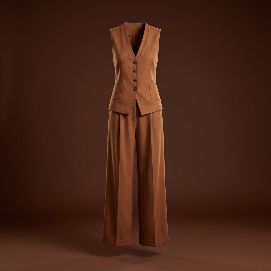 Aveline Rowe Tailored Vest and Wide Leg Pant Set
