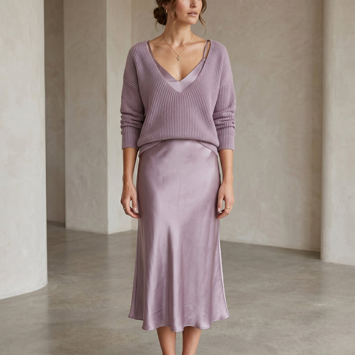 Evelyn Luxe Satin Dress Set
