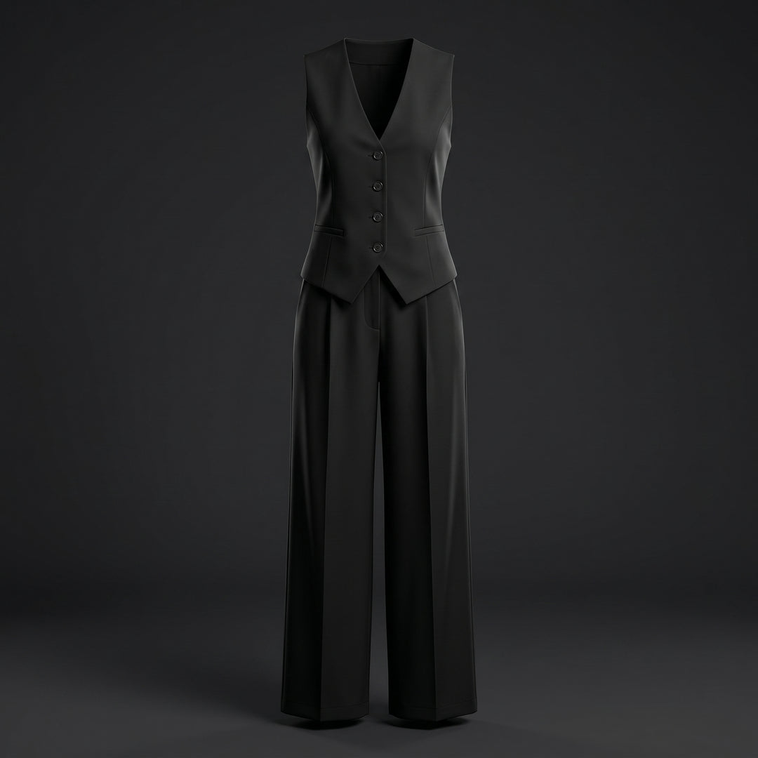 Aveline Rowe Tailored Vest and Wide Leg Pant Set