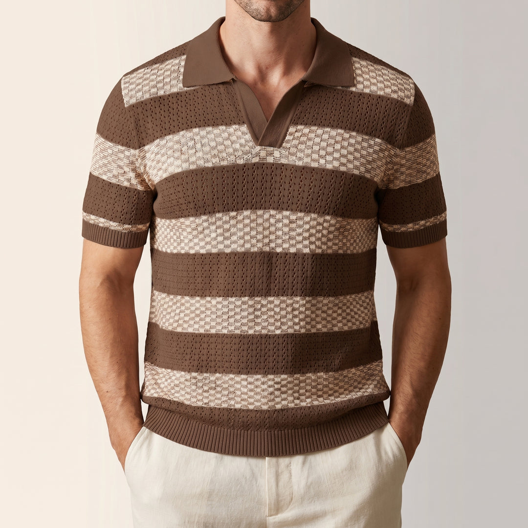 Luciano Textured Stripe Polo Shirt