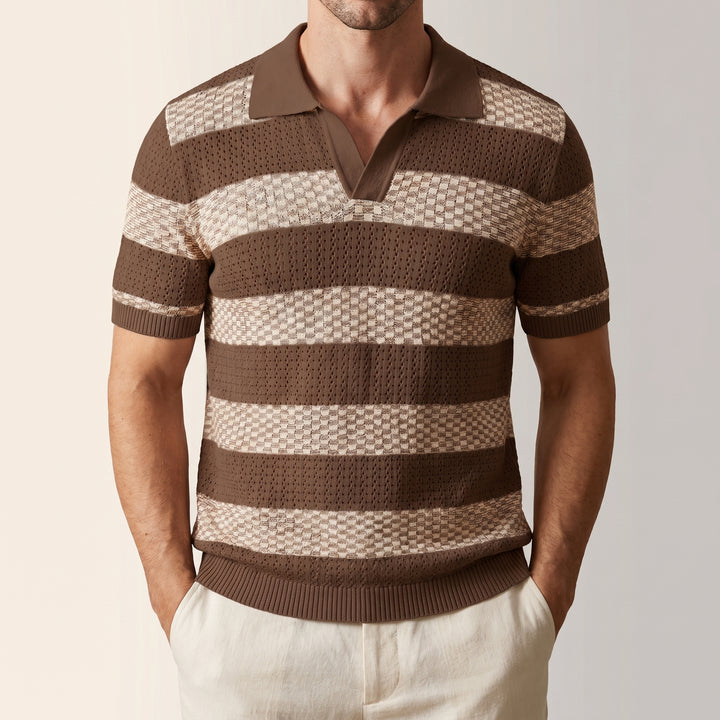 Luciano Textured Stripe Polo Shirt
