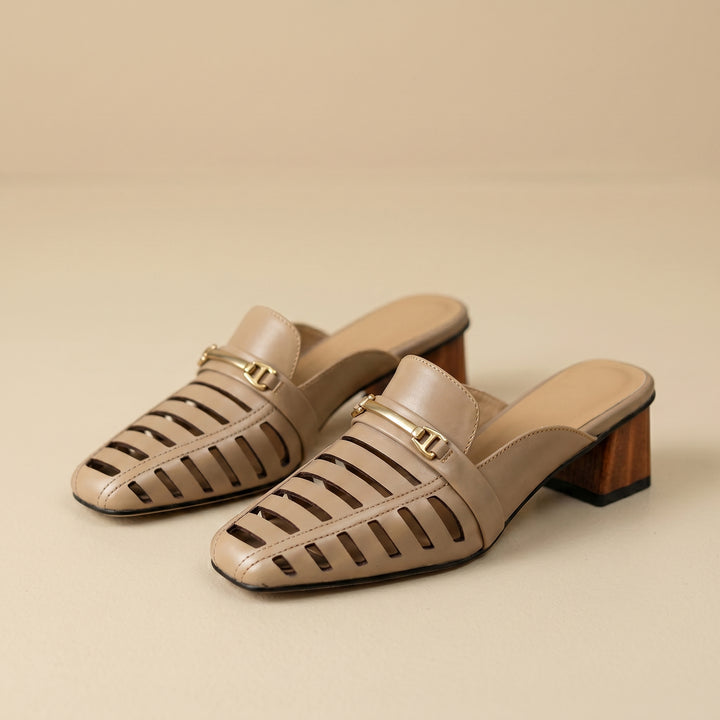 Nora Perforated Heeled Mule