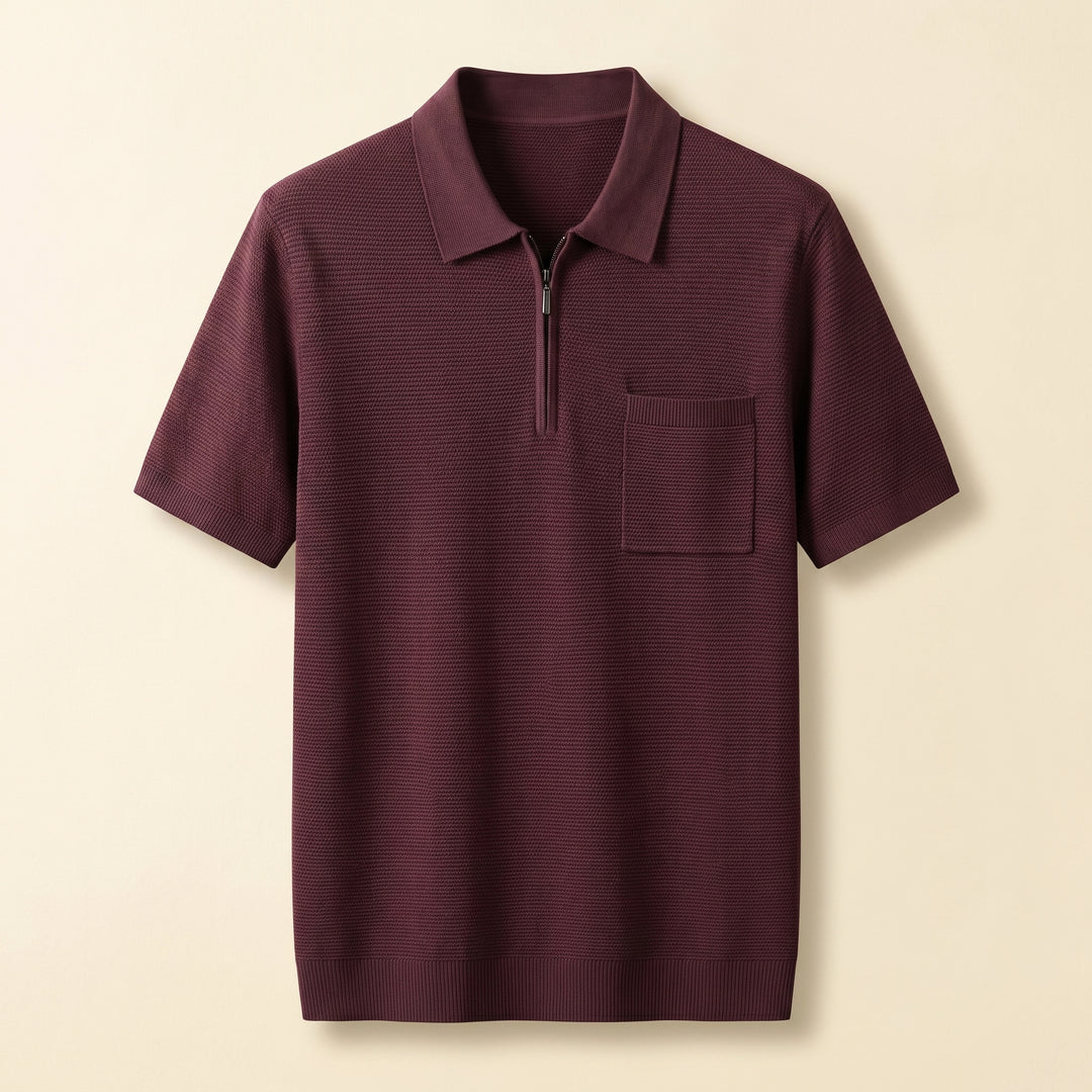 Ethan Zip Collar Knit Polo Shirt
