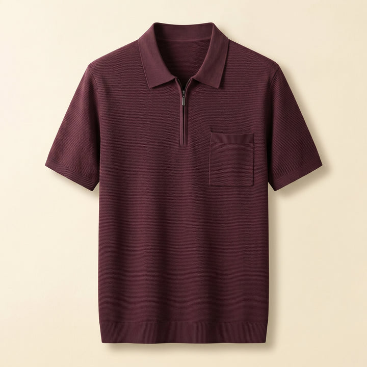 Ethan Zip Collar Knit Polo Shirt