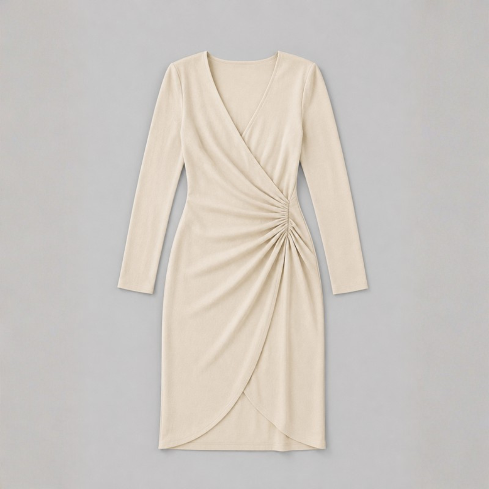 Camille Draped Wrap Midi Dress