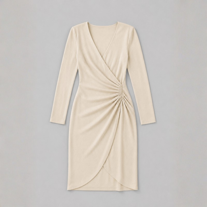 Camille Draped Wrap Midi Dress