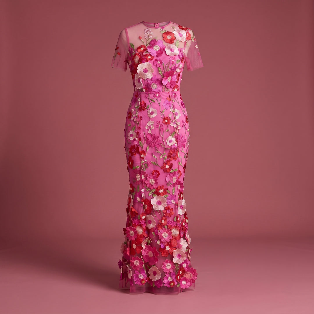Roselle Maris Floral Embroidered Midi Dress