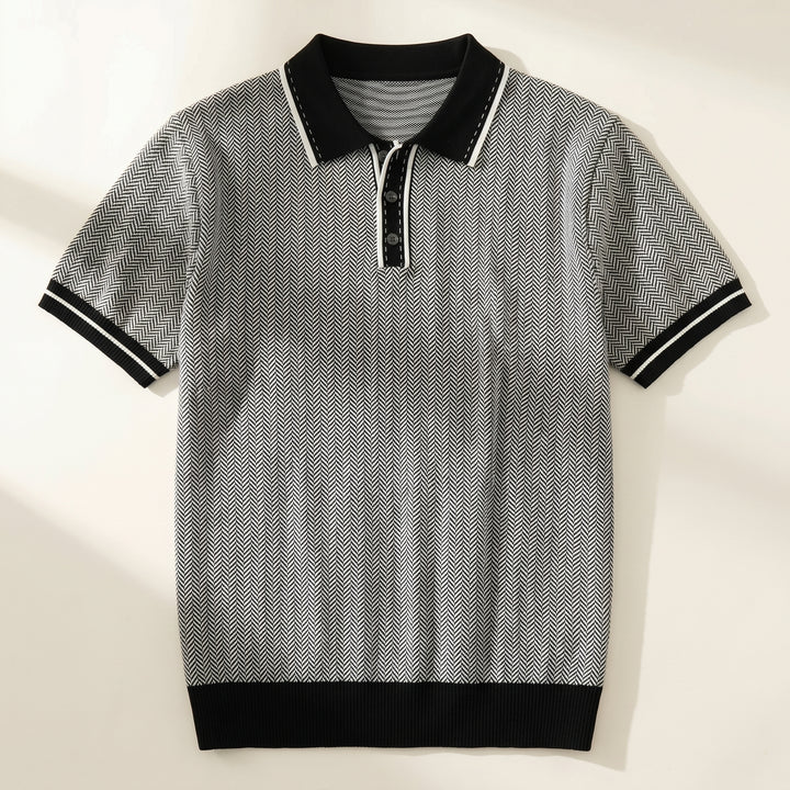 Mateo Herringbone Knit Polo Shirt