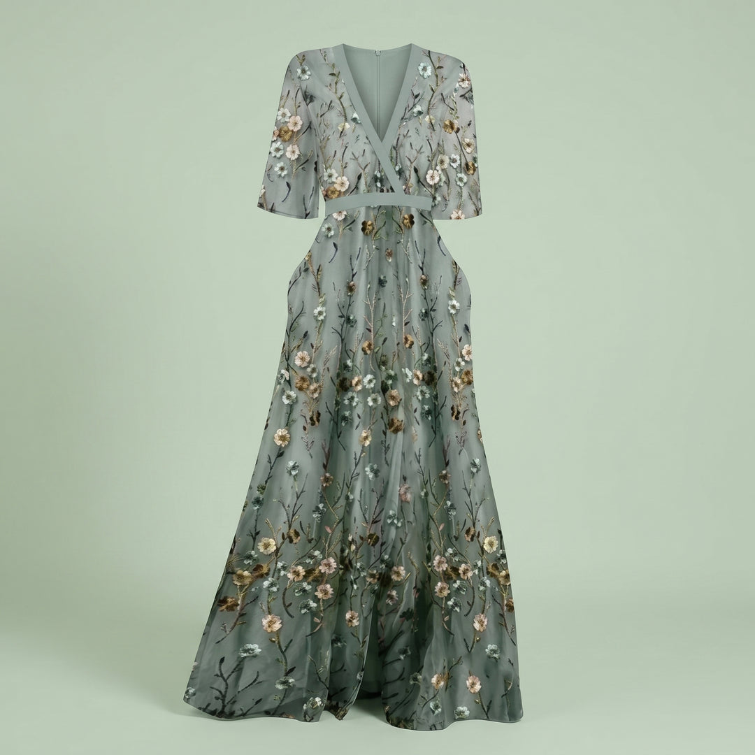 Aurora Blossom Evening Maxi Dress