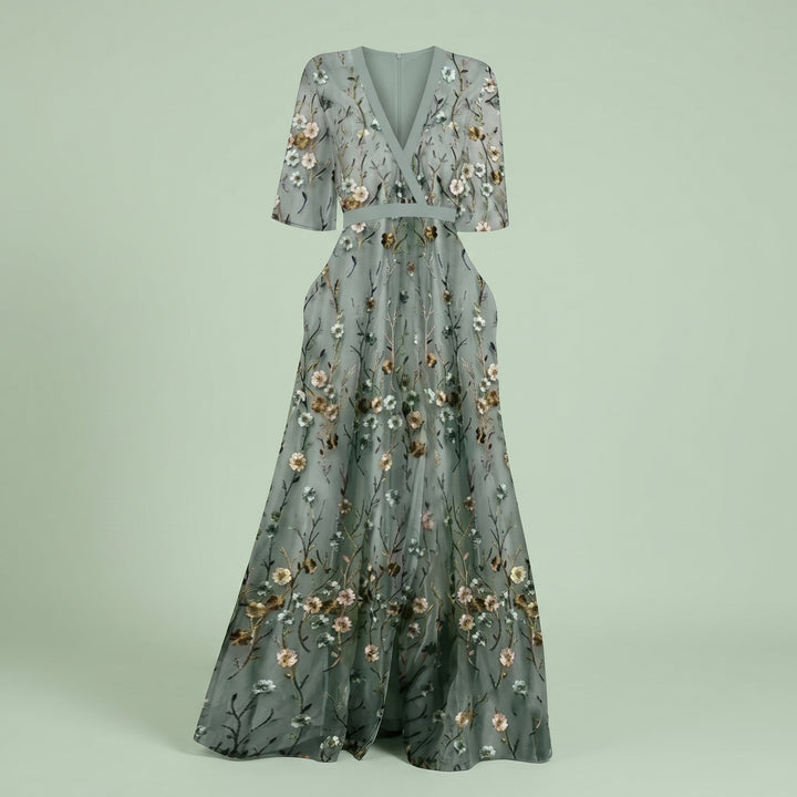 Aurora Blossom Evening Maxi Dress