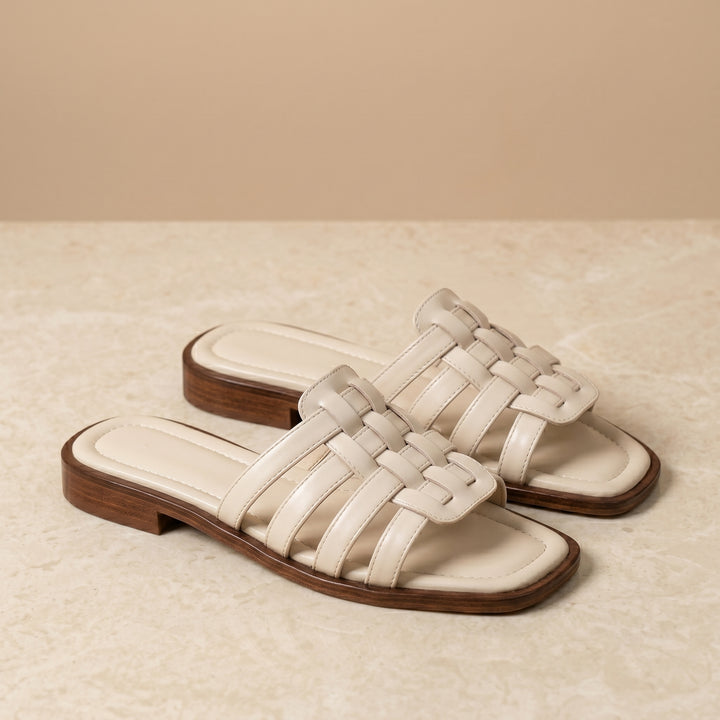 Luca Woven Leather Slide Sandals