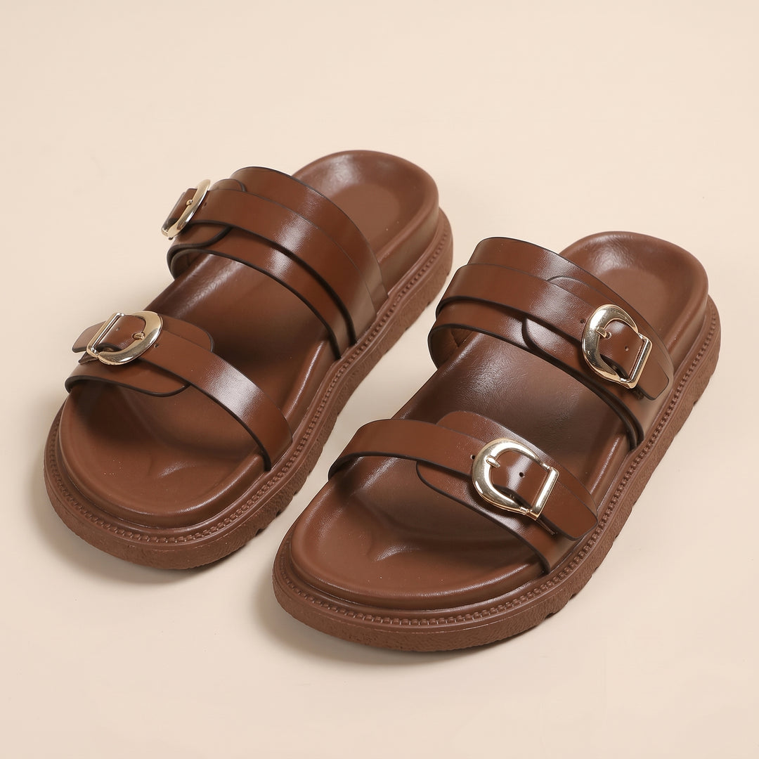 Camille Buckle Strap Slide Sandal