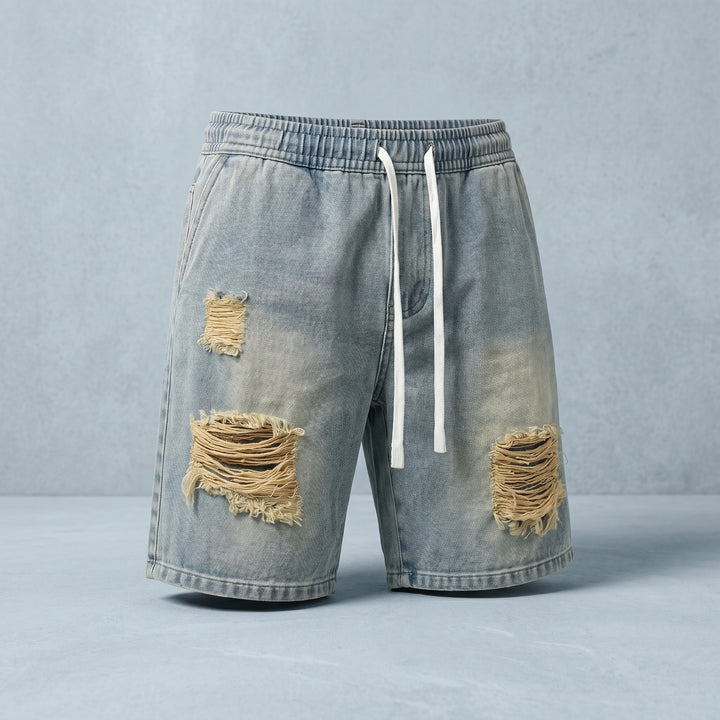 Ryder Distressed Denim Drawstring Shorts