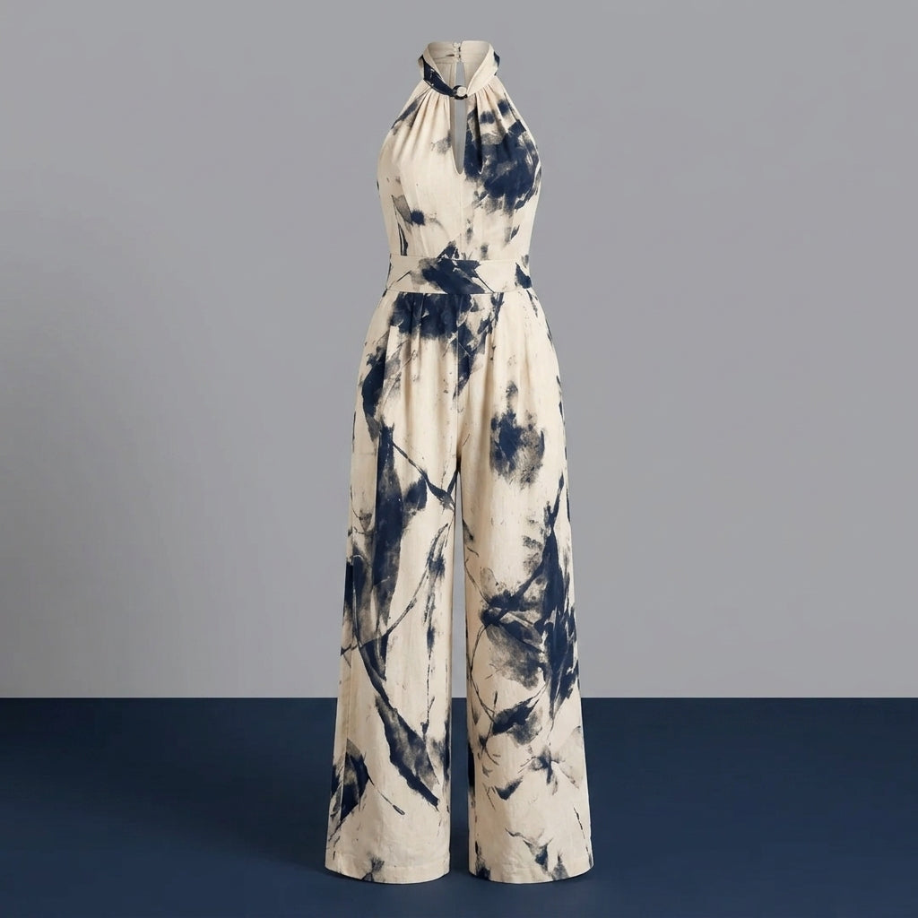 Willow Breeze Printed Wide-Leg Jumpsuit