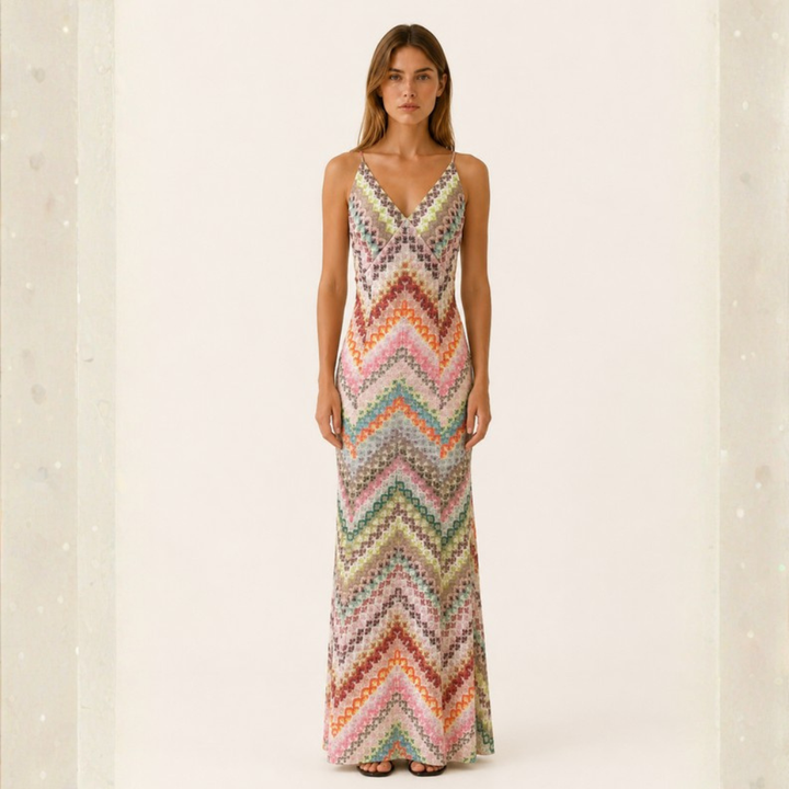 Serenella Chevron Knit Maxi Dress