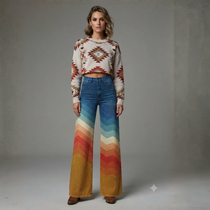 Product Title Sedona Sunset Ombre Wide-Leg Jeans