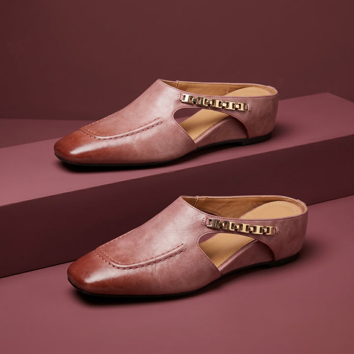 Aurevia Zip Detail Square Toe Mules