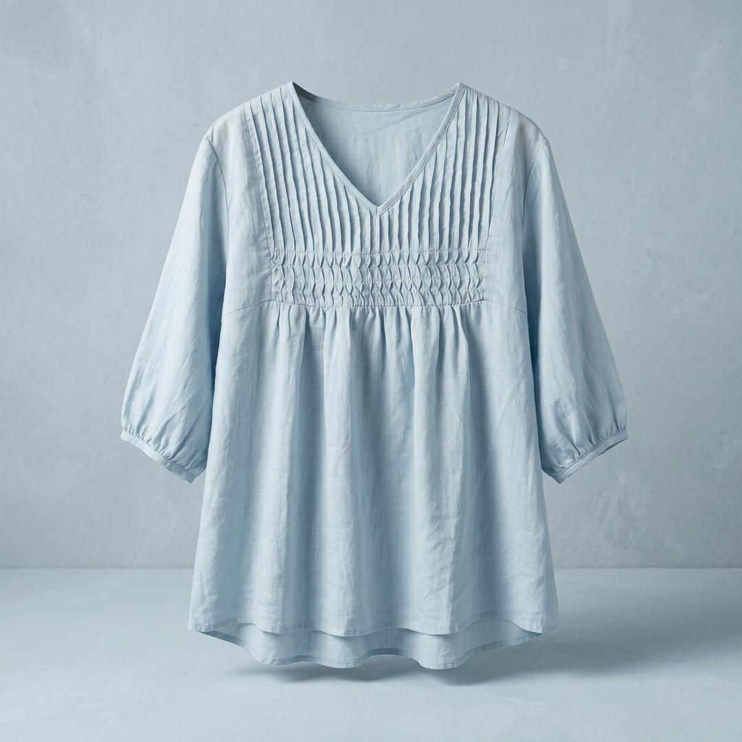 Aveline Pleated Linen Blouse