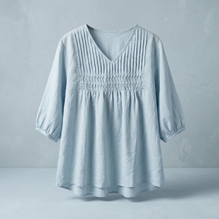 Aveline Pleated Linen Blouse
