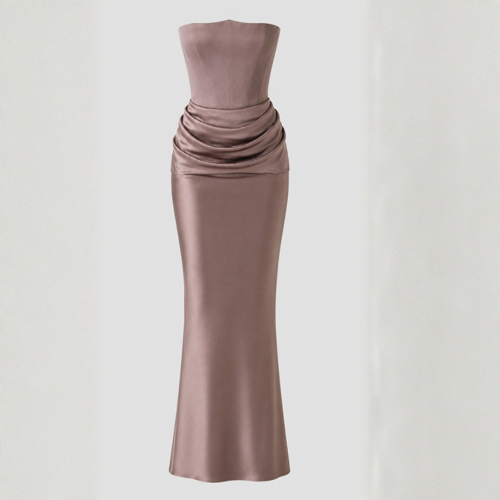 Amara Draped Satin Column Gown