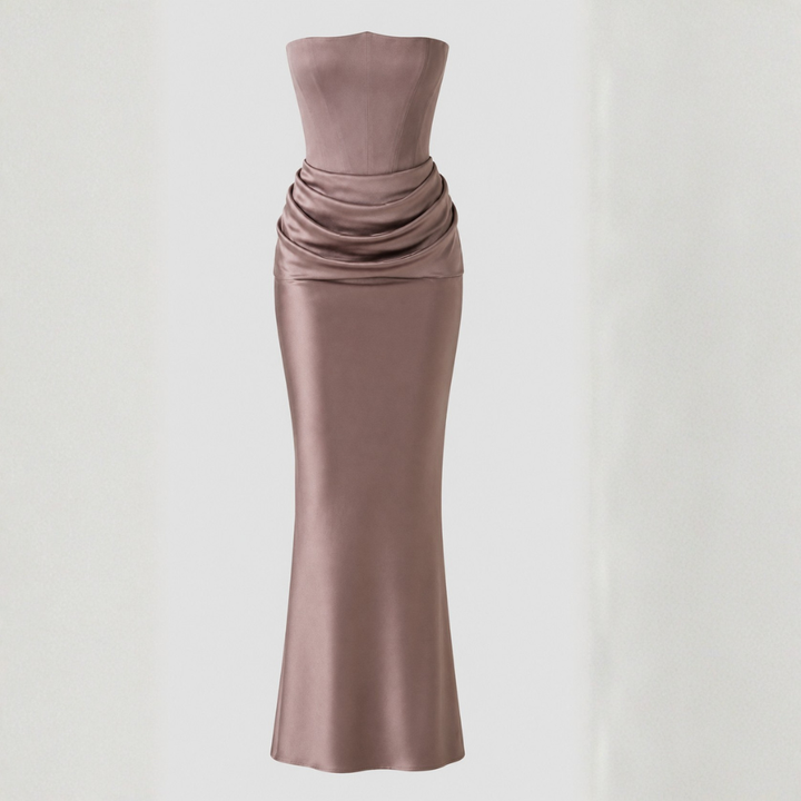 Amara Draped Satin Column Gown