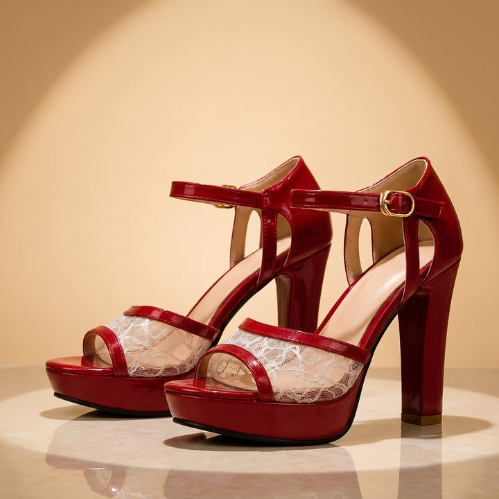 Celina Lace Platform Heel Sandal