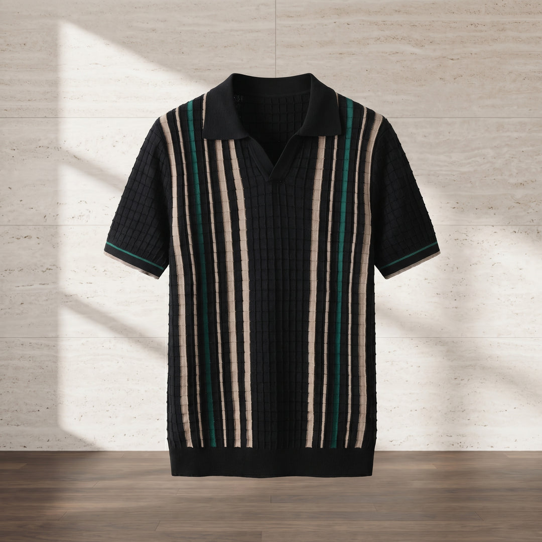Felix Vertical Stripe Knit Polo Shirt