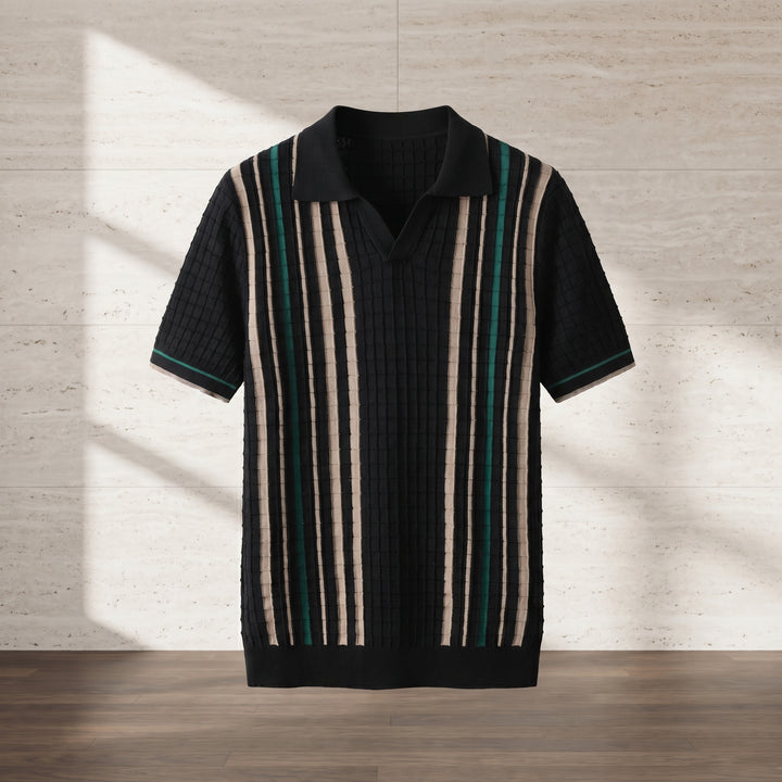 Felix Vertical Stripe Knit Polo Shirt
