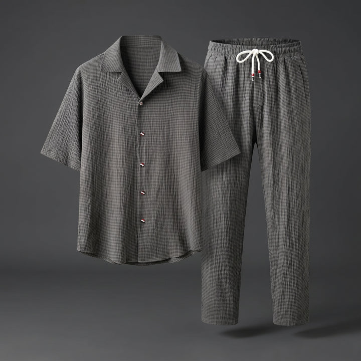 Dorian Vale Textured Shirt and Drawstring Pant Set