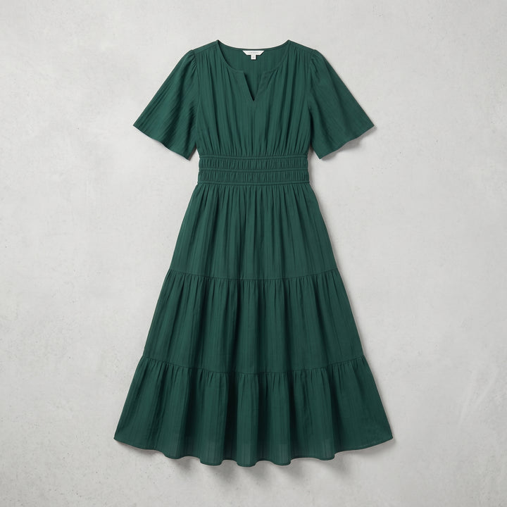 Alessia Smocked Waist Tiered Midi Dress
