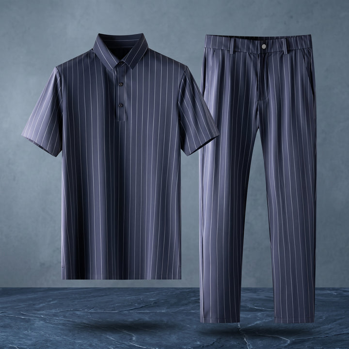 Archer Pinstripe Polo &amp; Trouser Set