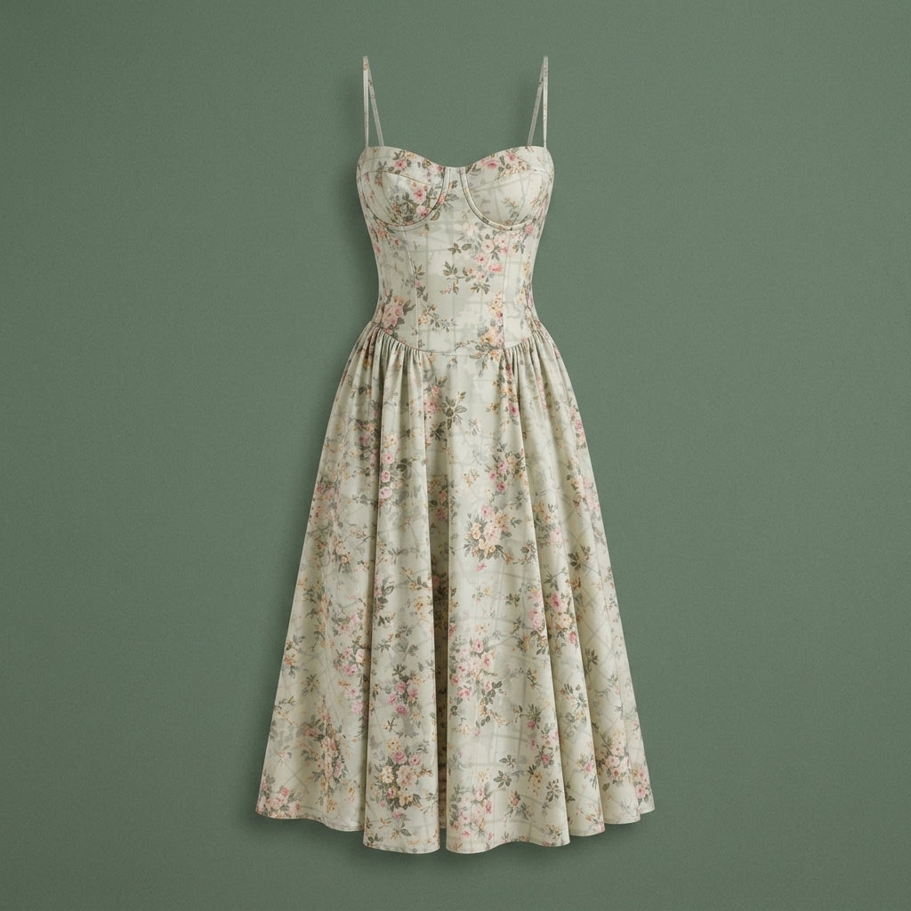 Rosalie Floral Corset Midi Dress