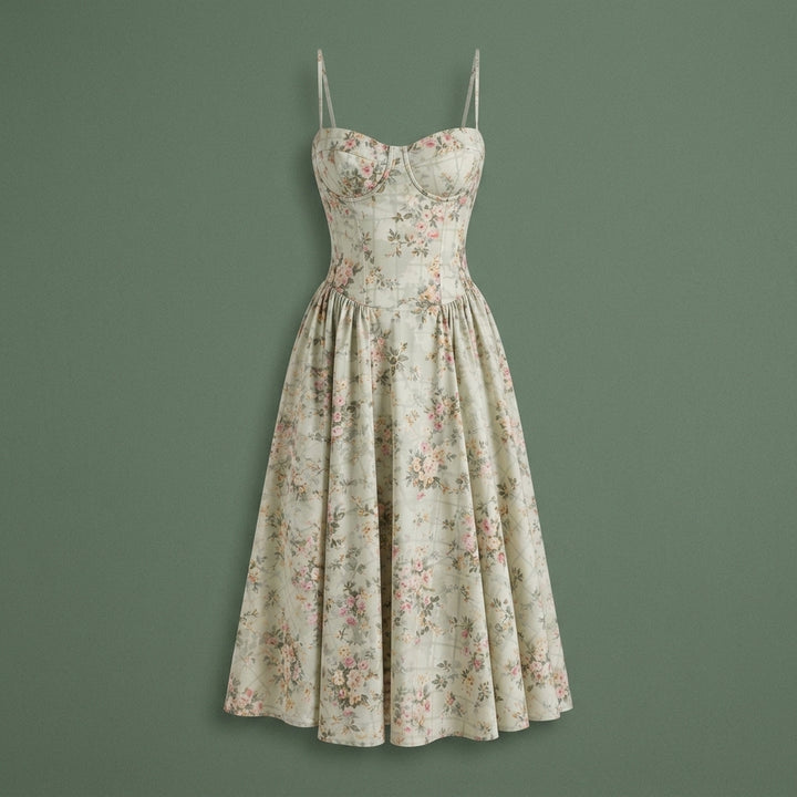 Rosalie Floral Corset Midi Dress