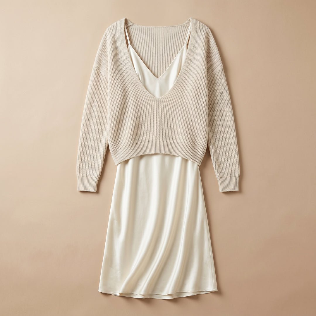 Evelyn Luxe Satin Dress Set