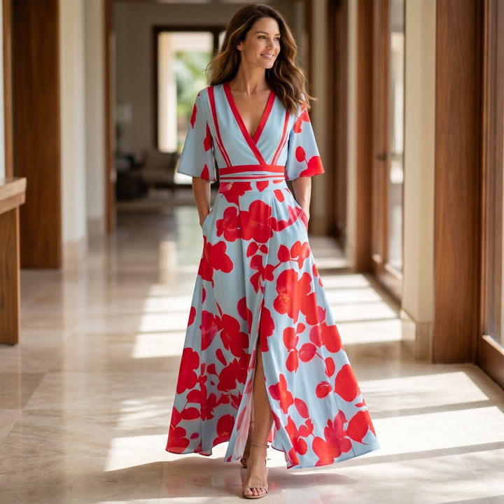 Natalia Contrast Trim Maxi Dress