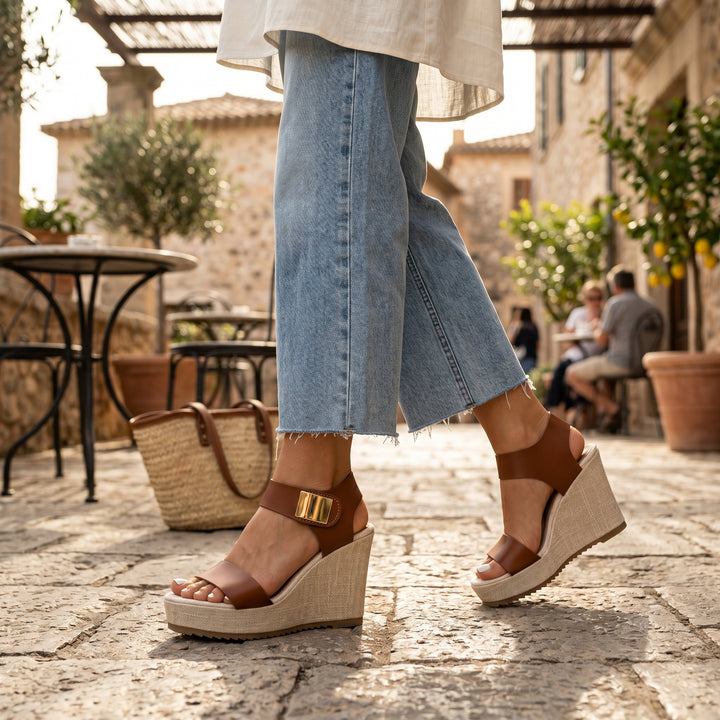 Valeria Knox Ankle Strap Platform Wedge Sandals
