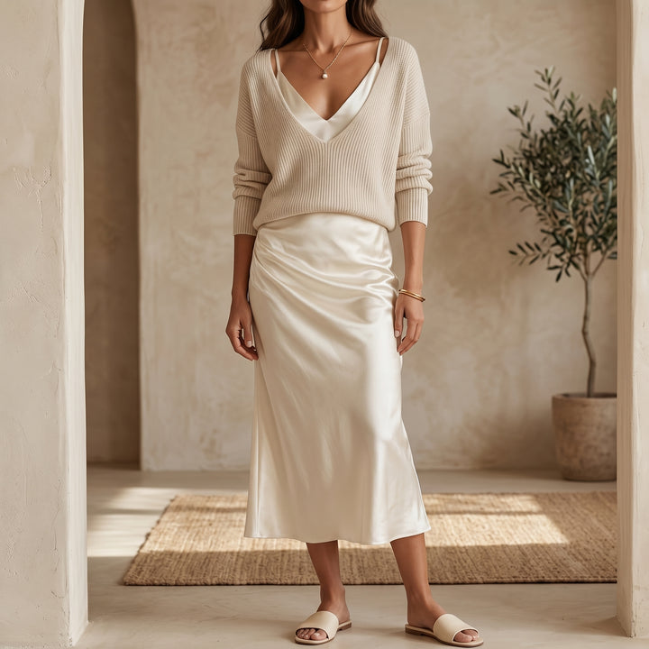 Evelyn Luxe Satin Dress Set