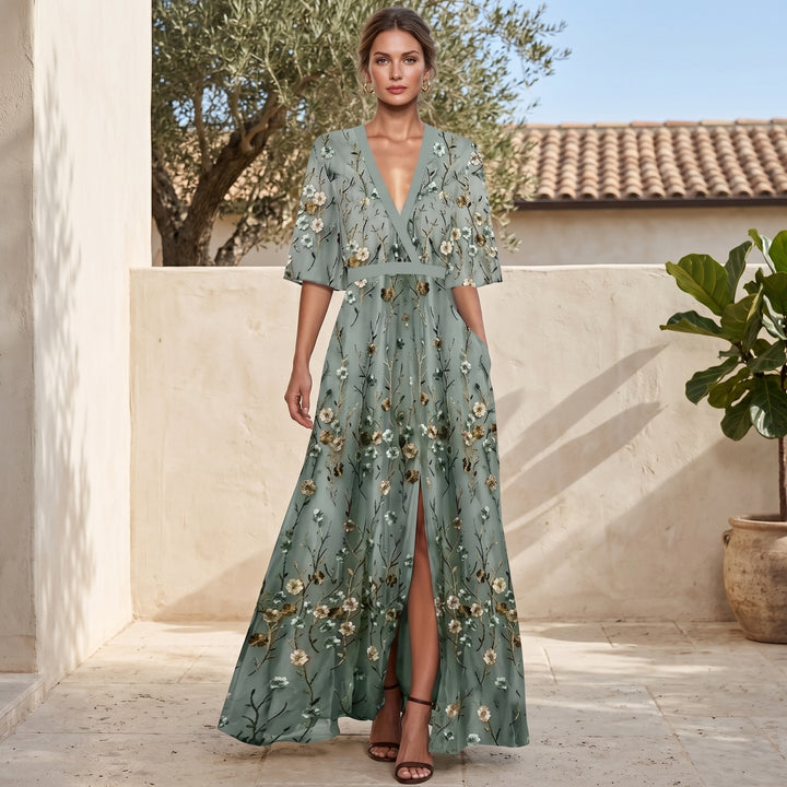 Aurora Blossom Evening Maxi Dress