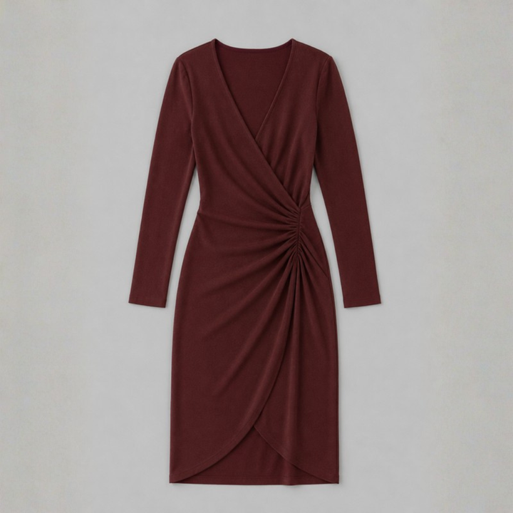 Camille Draped Wrap Midi Dress