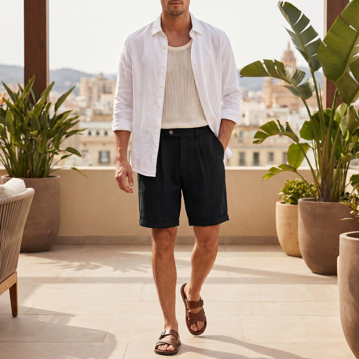Elliot Pleated Linen Blend Shorts