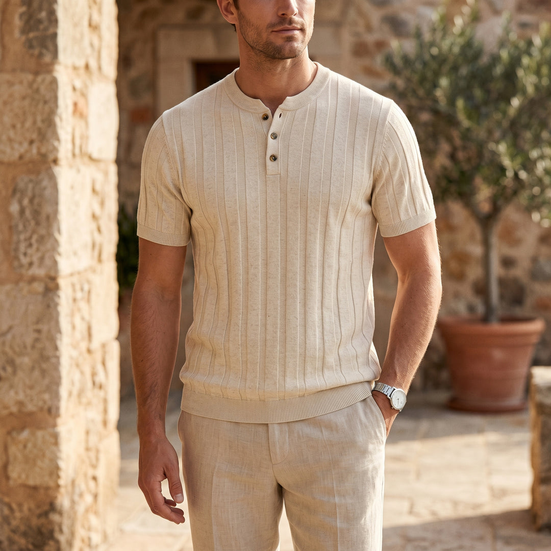 Julian Ribbed Henley Knit Shirt