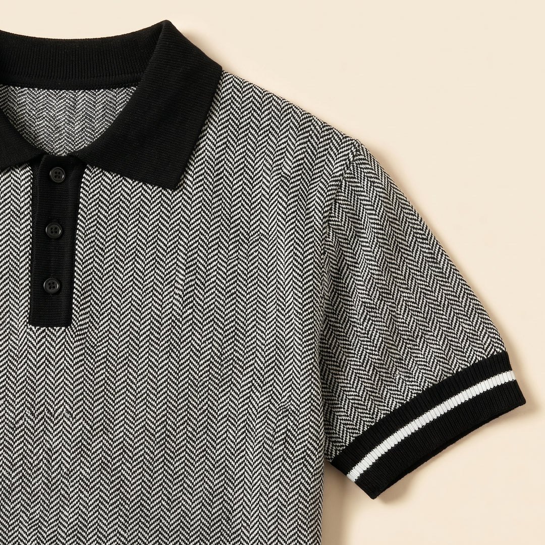 Mateo Herringbone Knit Polo Shirt
