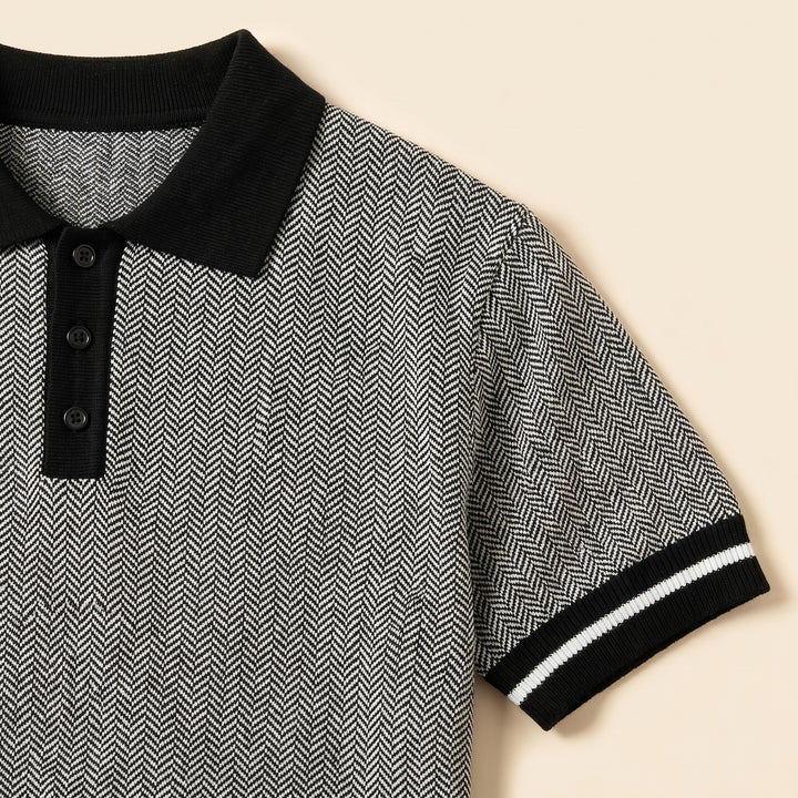 Mateo Herringbone Knit Polo Shirt