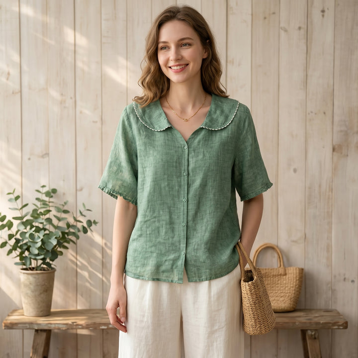 Rosalie Linen Collar Blouse